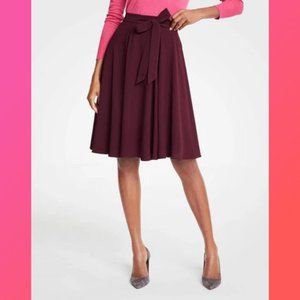 Ann Taylor Burgundy Tie Waist Full Skirt Size 0